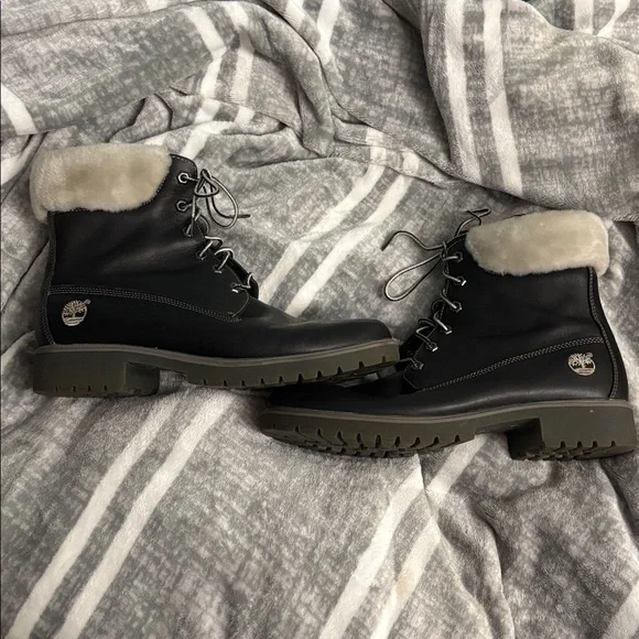 Timberland Women's Black & White High Top Leather Winter Boots - Picture 9 of 11